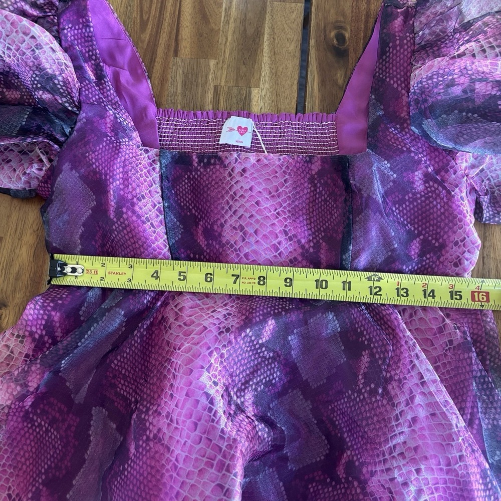 Buddy Love Women's Sz M Betsy Puff Sleeve Babydoll Dress Preppy Country Glam NWT - Picture 2 of 15